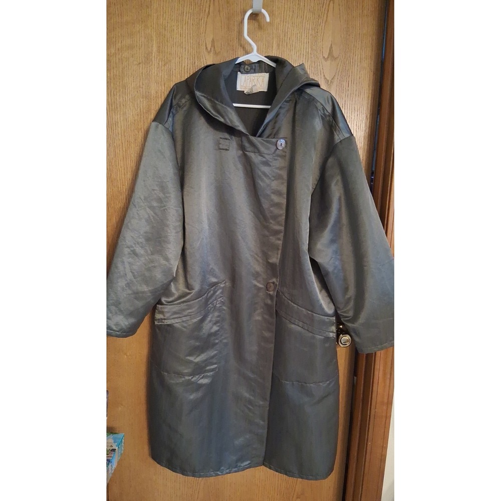 VTG Women's Lundstrom Laparka Long Nylon Jacket Size 12 Shimmer Gray Packable